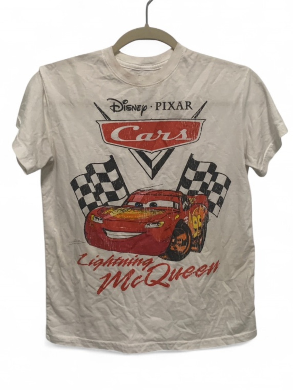 Disney Pixar Cars Lightning McQueen White Kids Graphic T‑Shirt